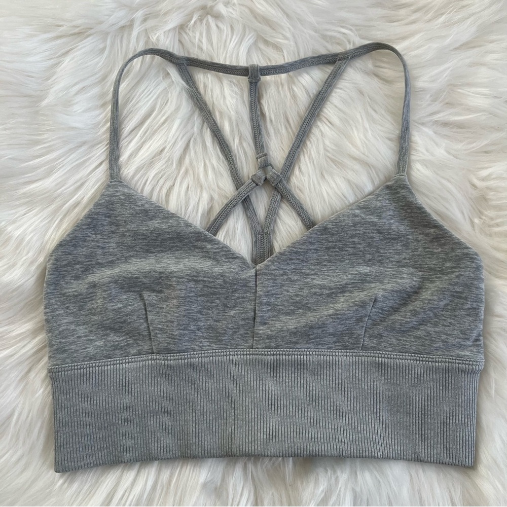 Alo Alosoft Lavish Bra in Athletic Heather Gray (Small)